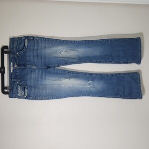 Love Nation Embellished Jean's Sz 12 Hemmed Distressed & Missing Back Buttons